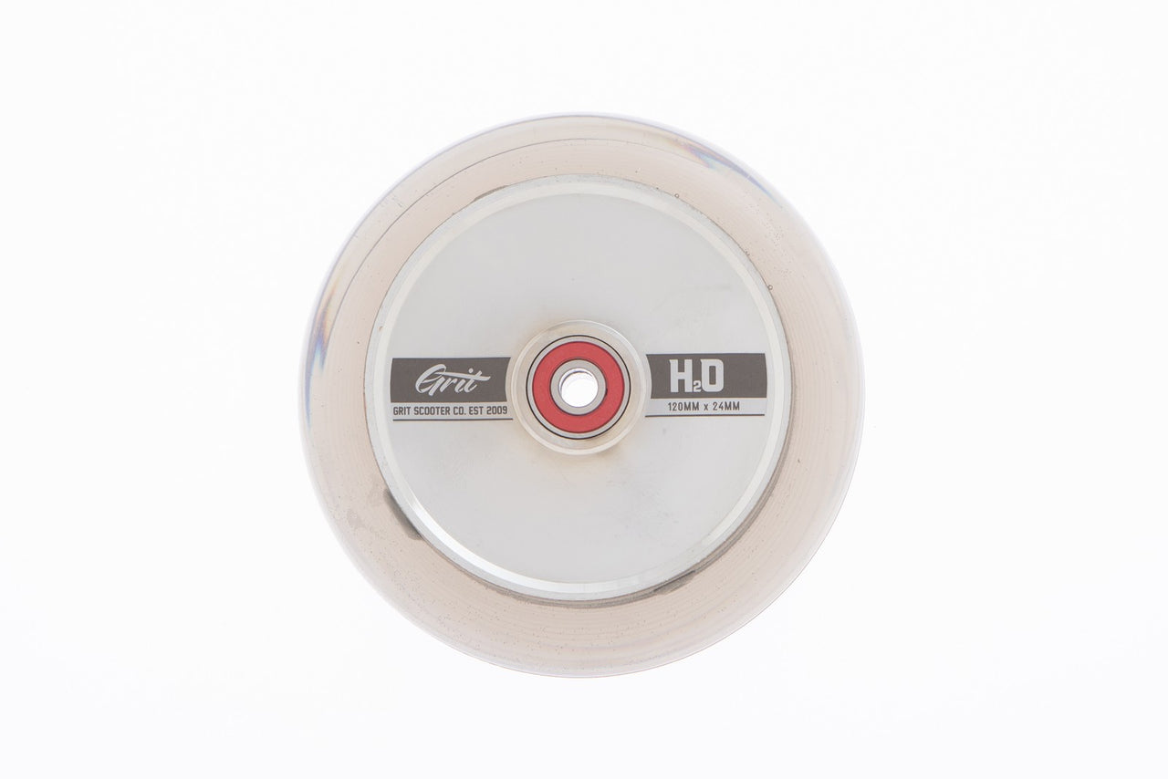 Grit H20 Scooter Wheels Pair Trans Grey/polished Core 120mm X 24mm