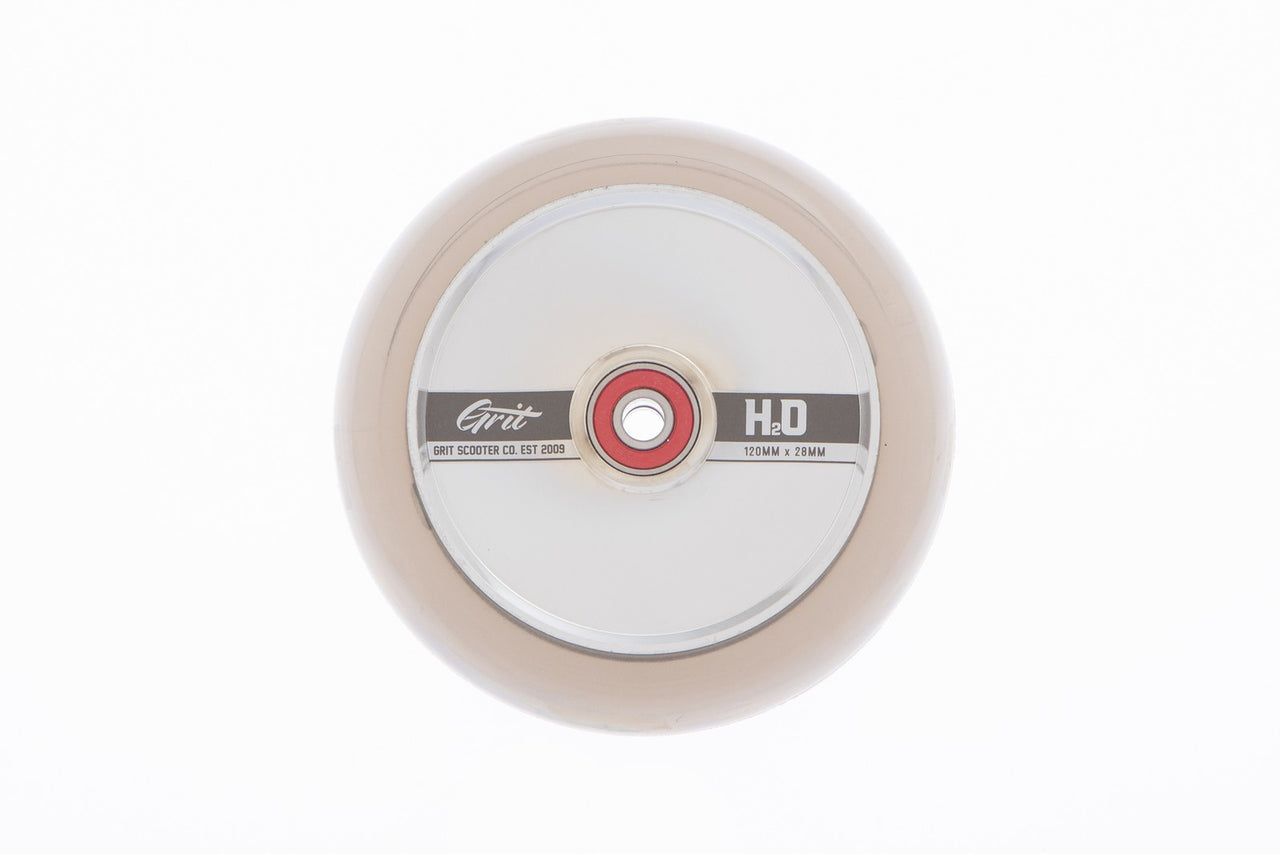 Grit H2o Scooter Wheels Pair Trans Grey/polished Core 120mm X 28mm