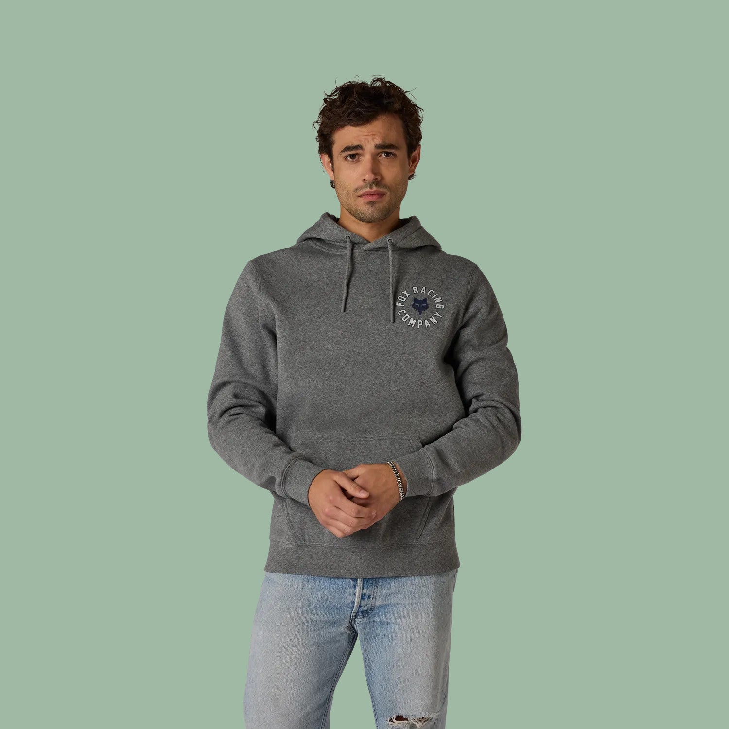 Fox Beam Fleece Hoodie Pull Over [sz:sm Col:heather Graphite Grey]
