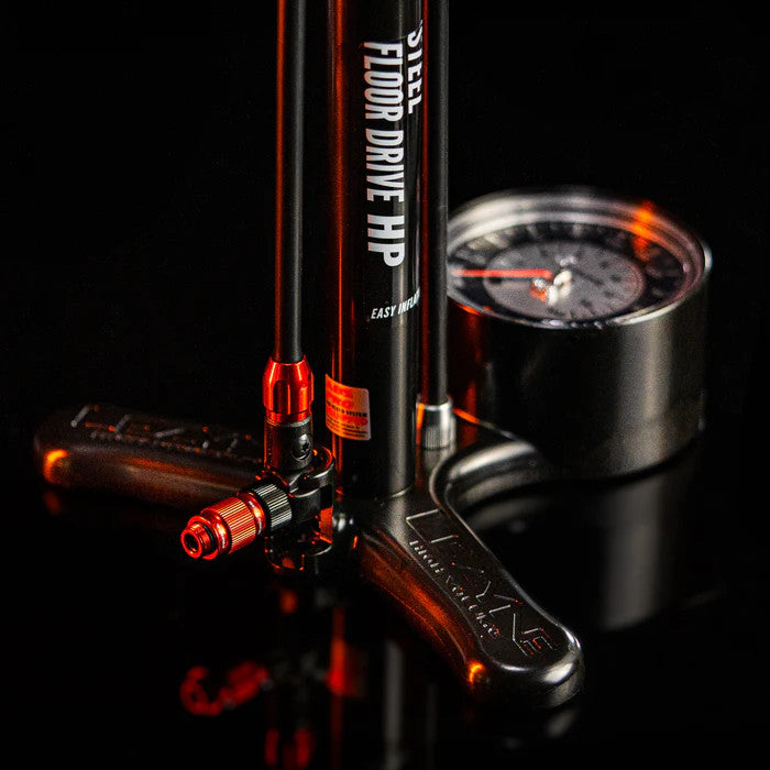 Lezyne Steel Floor Drive 3.5" Pump Flat Black, Wooden Handle