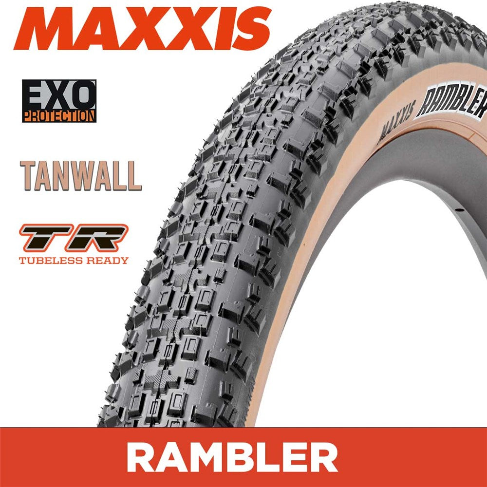 Maxxis Rambler 700 X 40c Exo Tr Black/tanwall Folding Tyre [sz:700 Width:40]