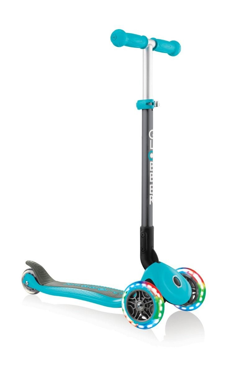 Globber Primo Foldable 3 Wheel Scooter Light Up Wheels Teal