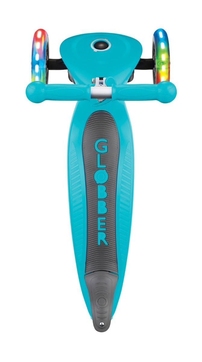 Globber Primo Foldable 3 Wheel Scooter Light Up Wheels Teal