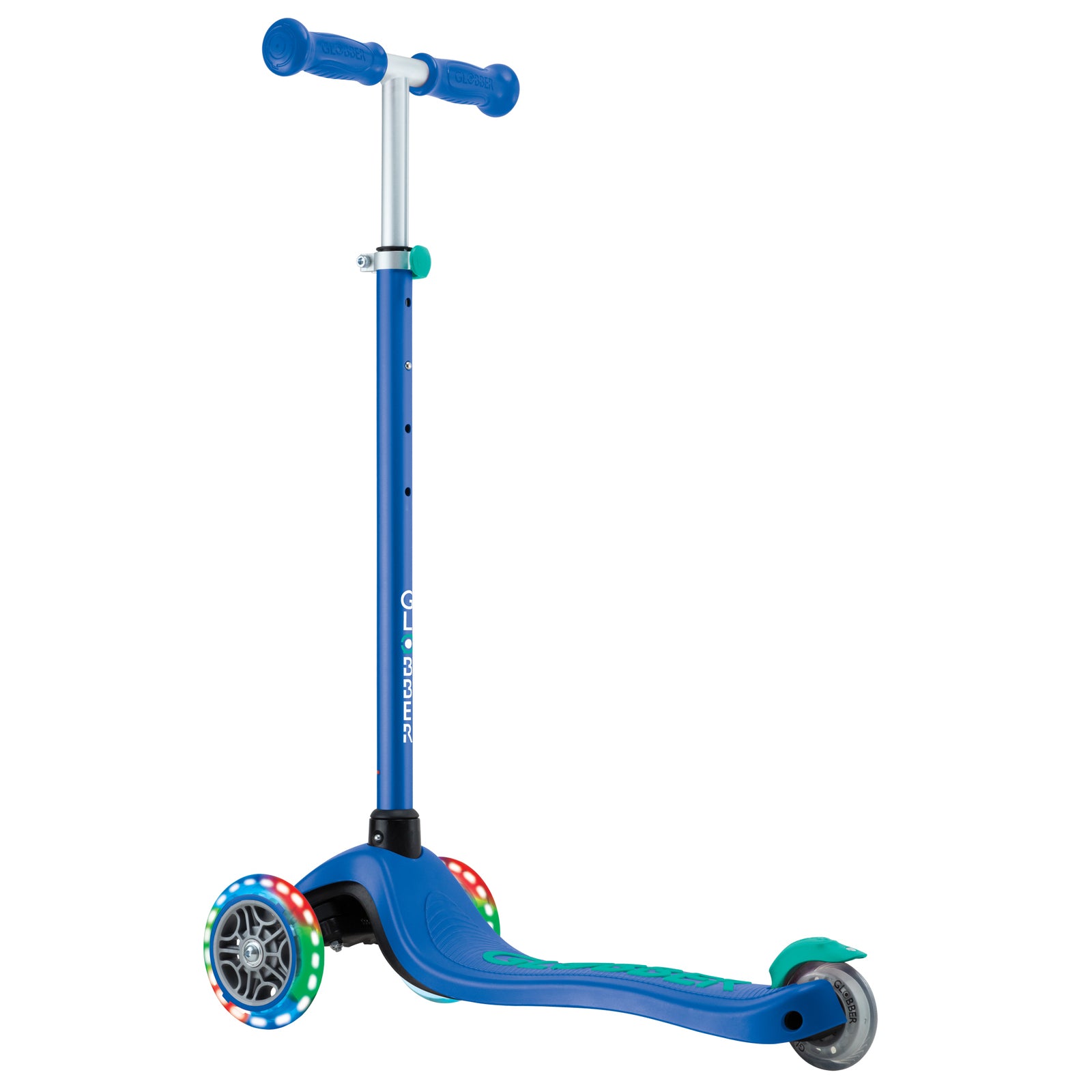 Globber Primo Plus With Lights Navy Blue/emerald Green 3 Wheel Scooter