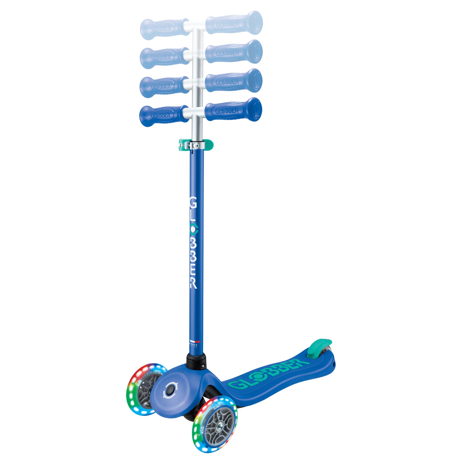Globber Primo Plus With Lights Navy Blue/emerald Green 3 Wheel Scooter