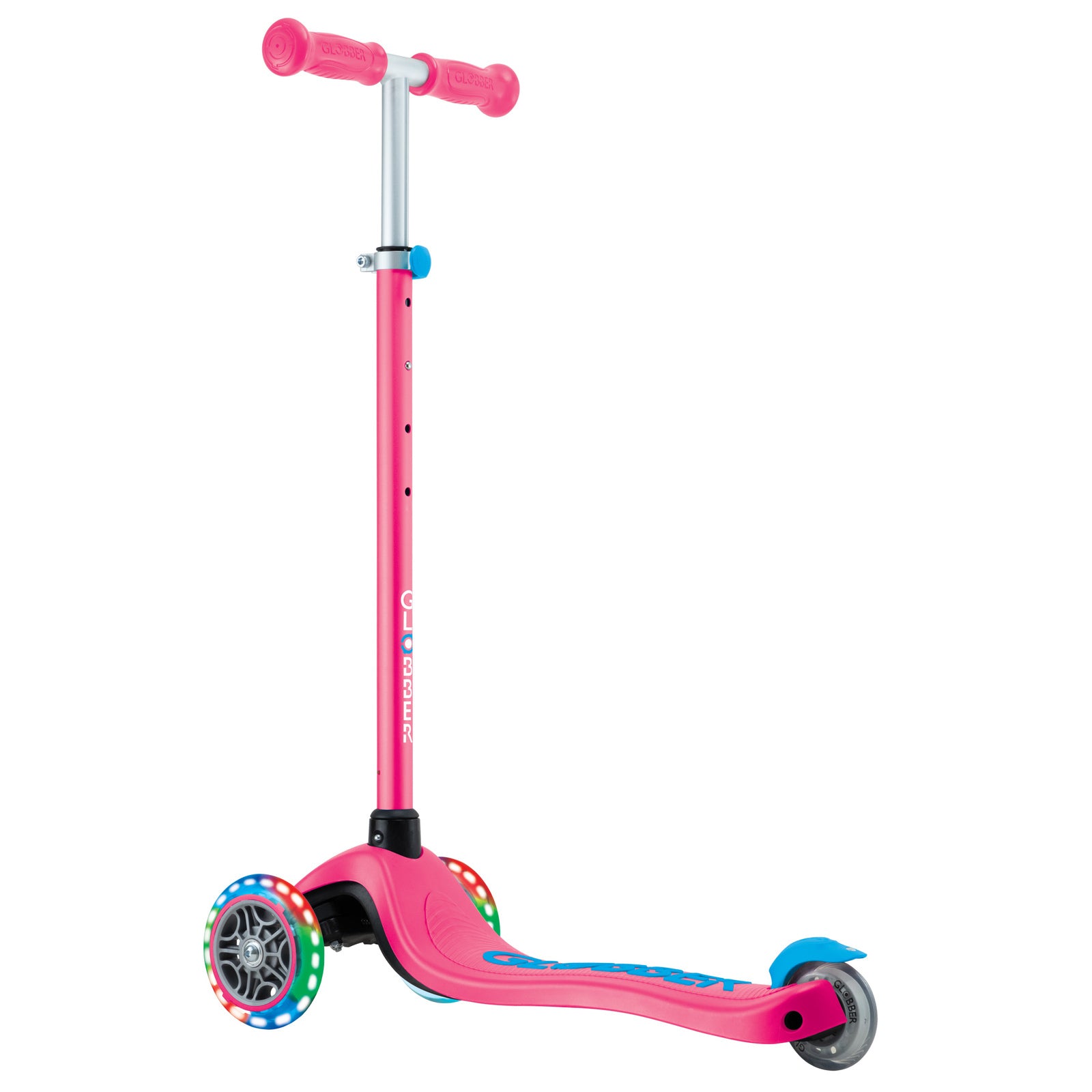 Globber Primo Plus With Lights Fuchsia Pink/sky Blue 3 Wheel Scooter