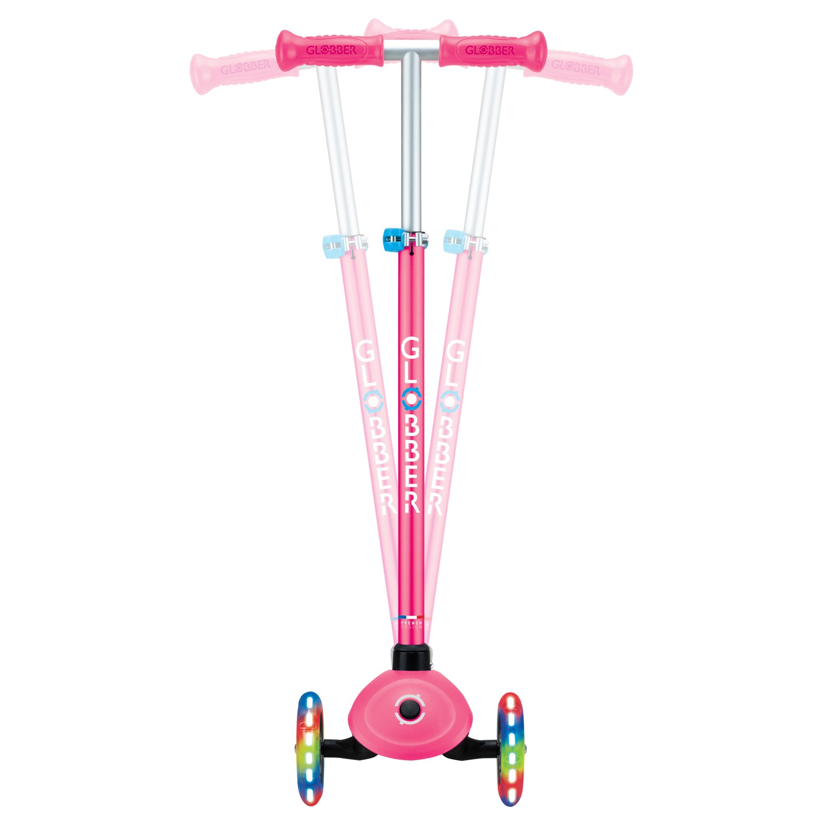 Globber Primo Plus With Lights Fuchsia Pink/sky Blue 3 Wheel Scooter