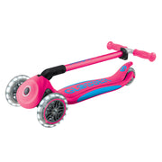 Globber Primo Fold Plus Lights 3 Wheel Scooter V2 [col:fuchsia Pink/sky Blue]