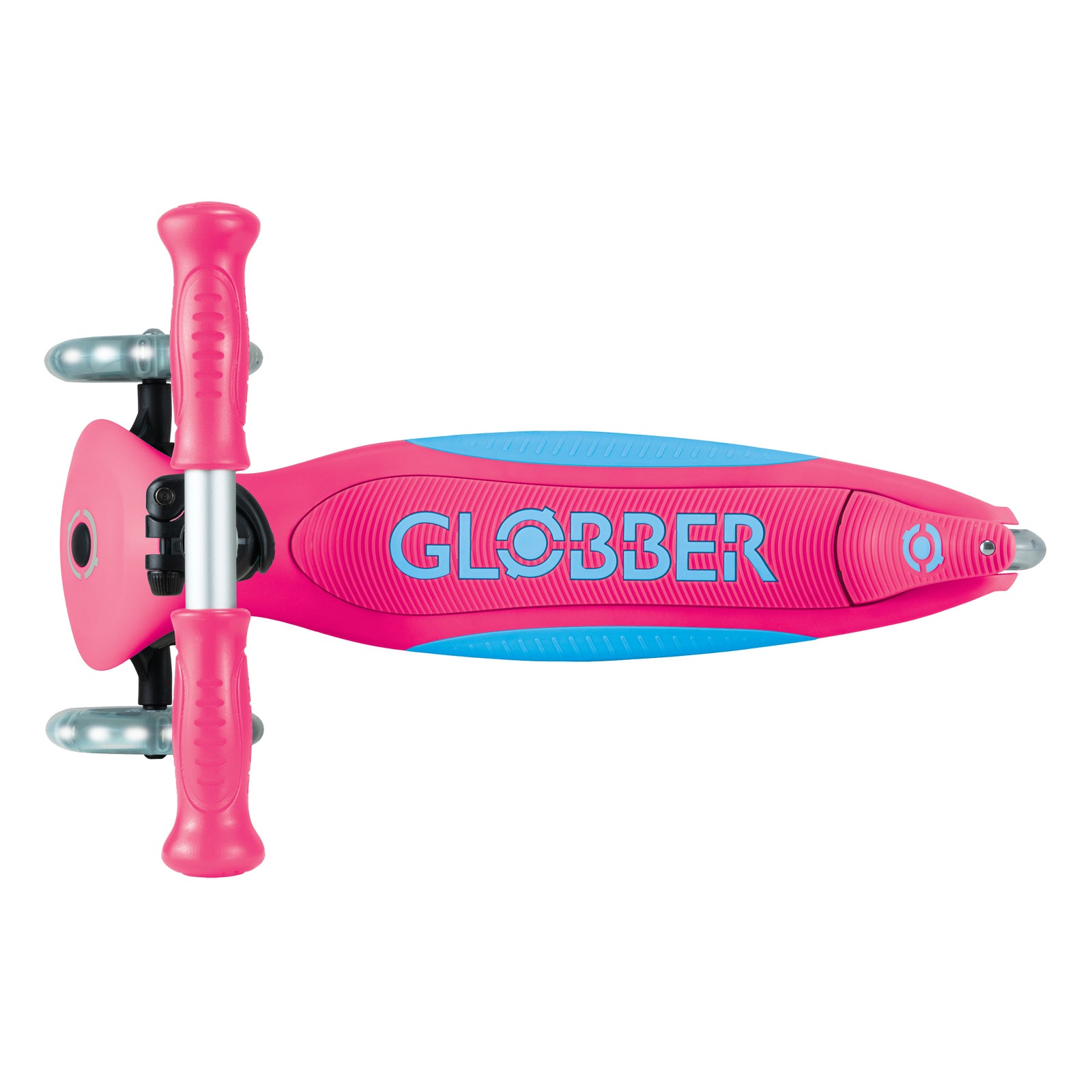 Globber Primo Fold Plus Lights 3 Wheel Scooter V2 [col:fuchsia Pink/sky Blue]