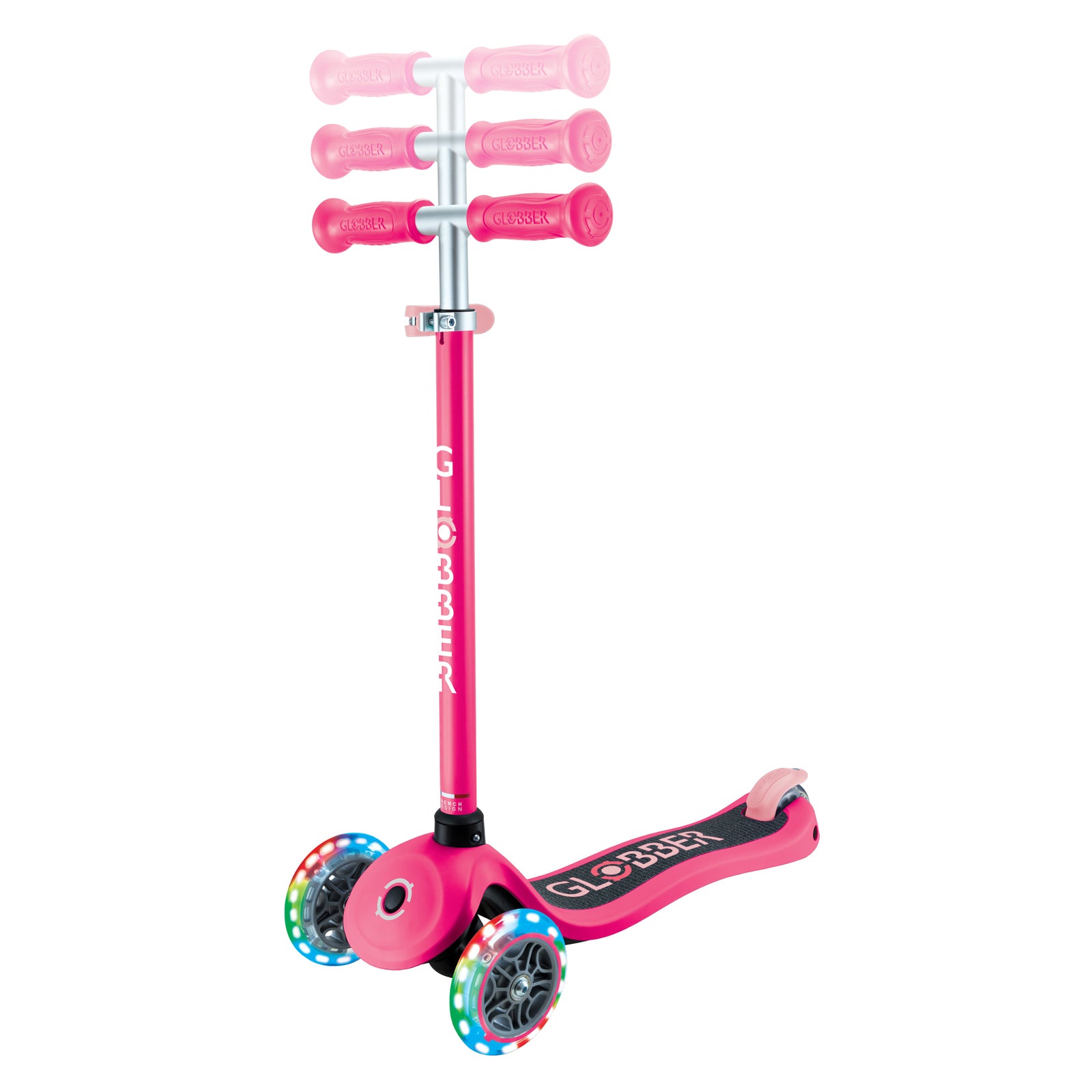 Globber Primo Lights V2 3 Wheel Scooter Fuchsia/pastel Pink