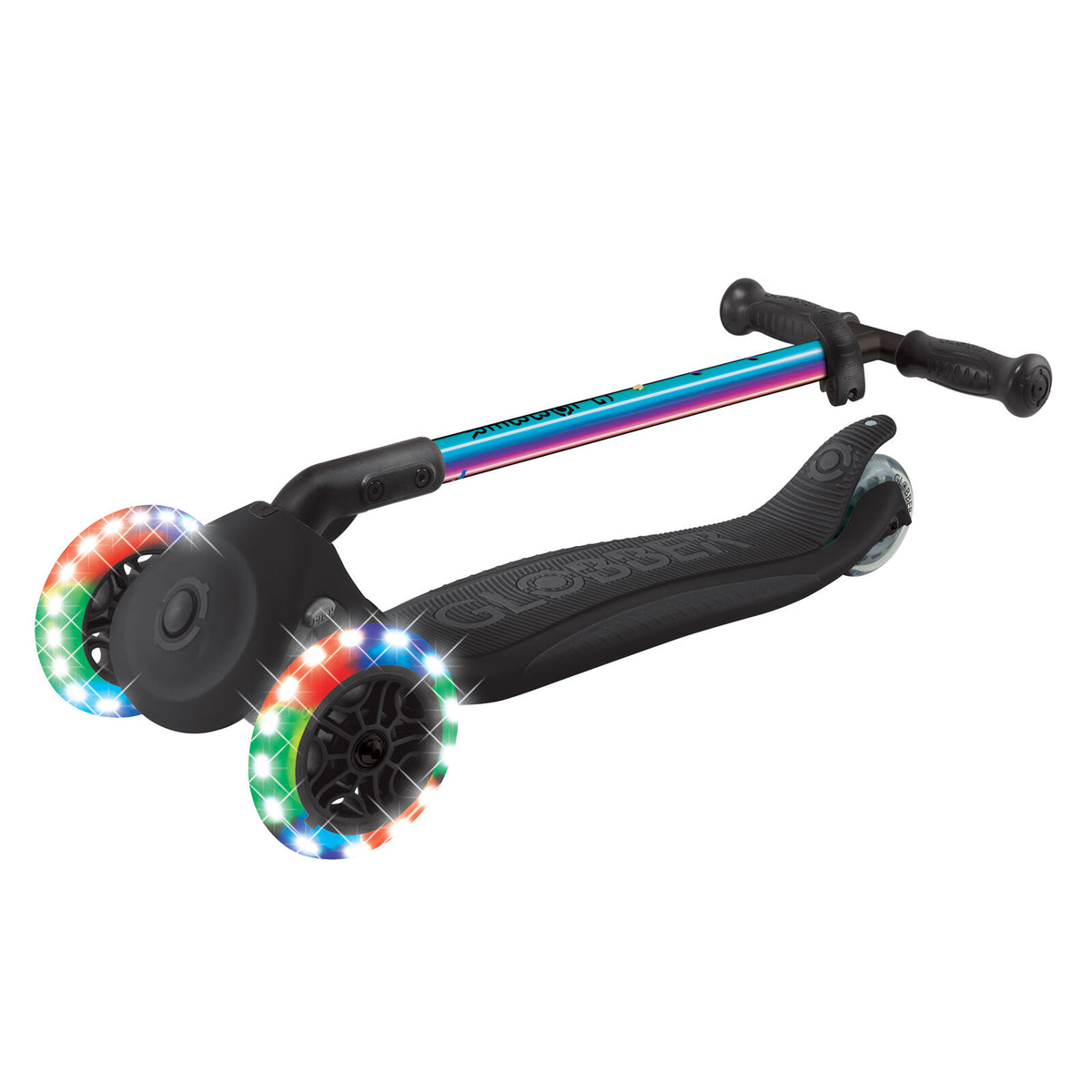 Globber Primo Foldable Scooter With Lights [col:neo Chrome]