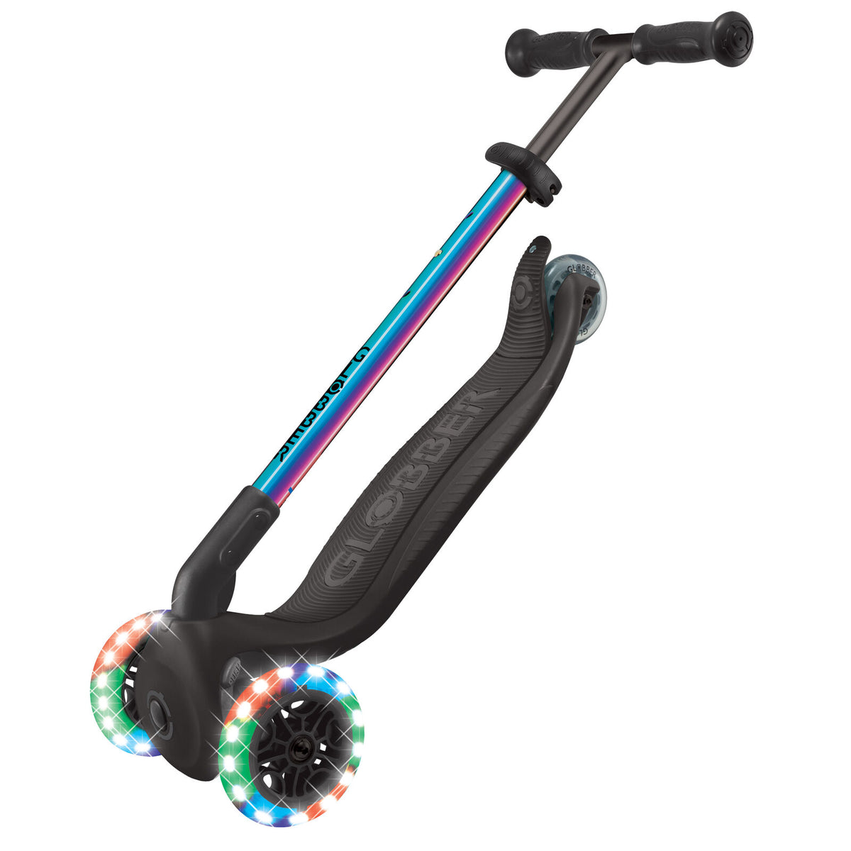 Globber Primo Foldable Scooter With Lights [col:neo Chrome]