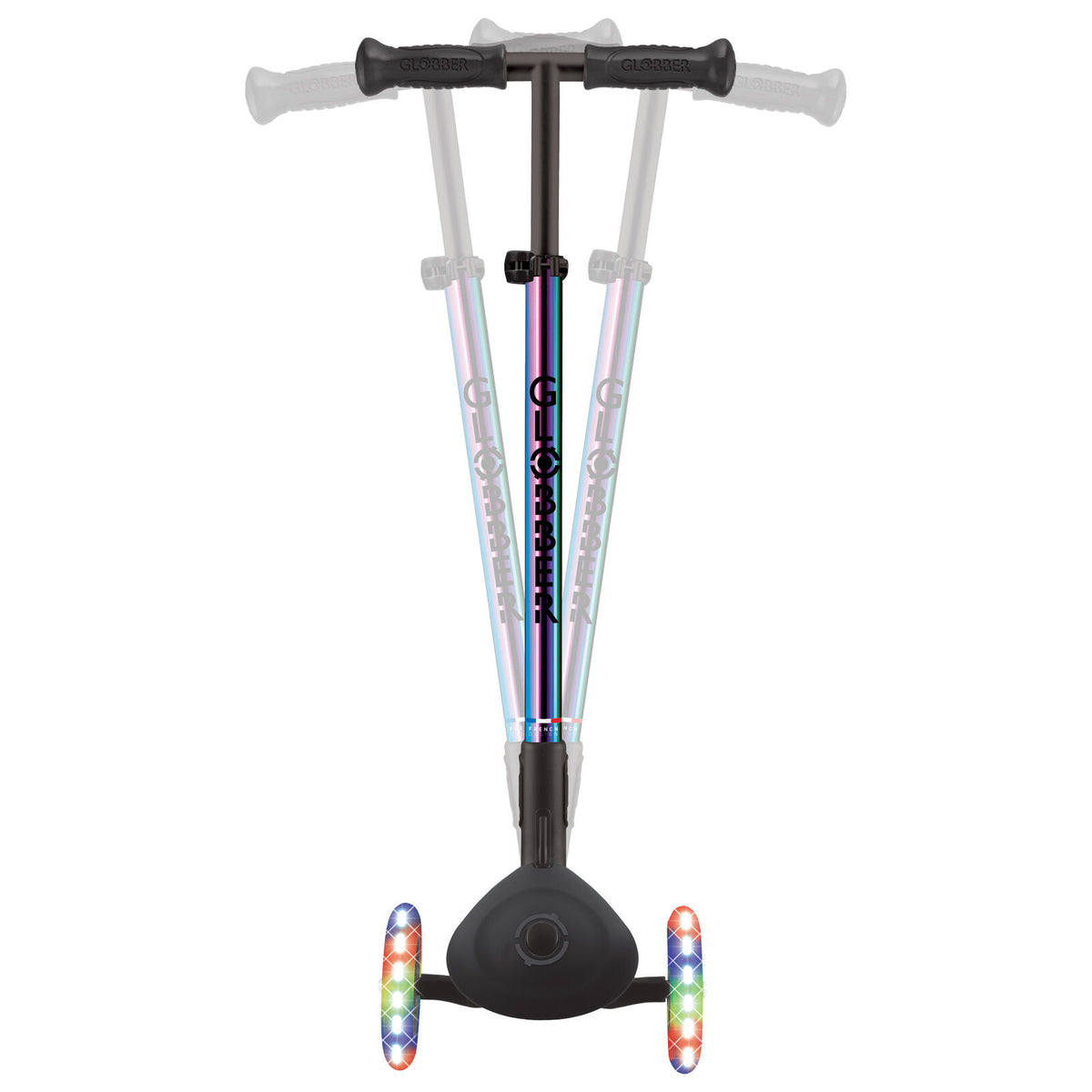Globber Primo Foldable Scooter With Lights [col:neo Chrome]