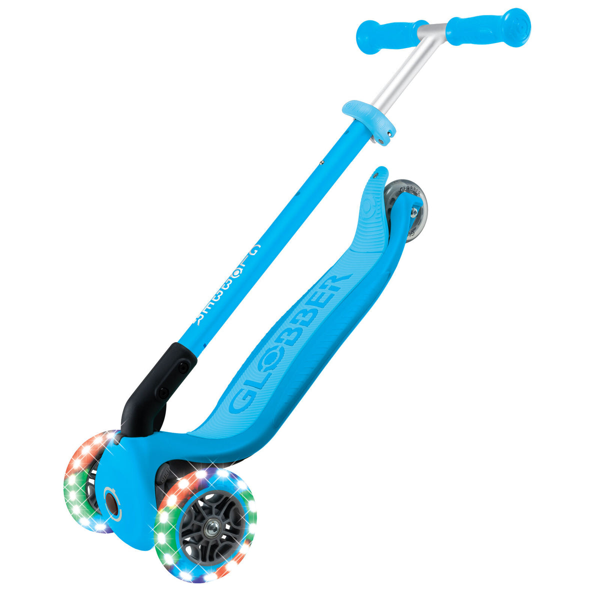 Globber Primo Foldable Lights Scooter [col:sky Blue]