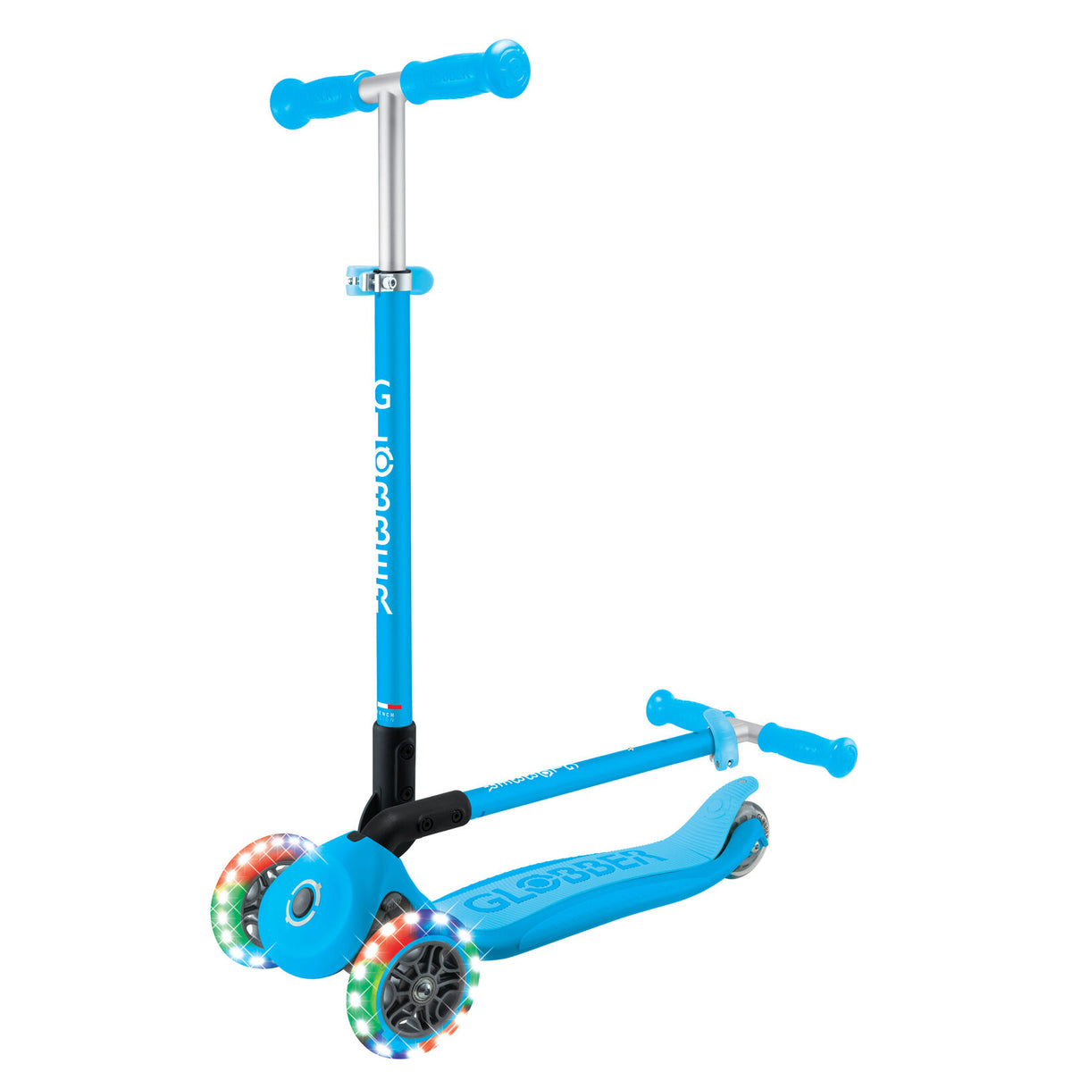 Globber Primo Foldable Lights Scooter [col:sky Blue]