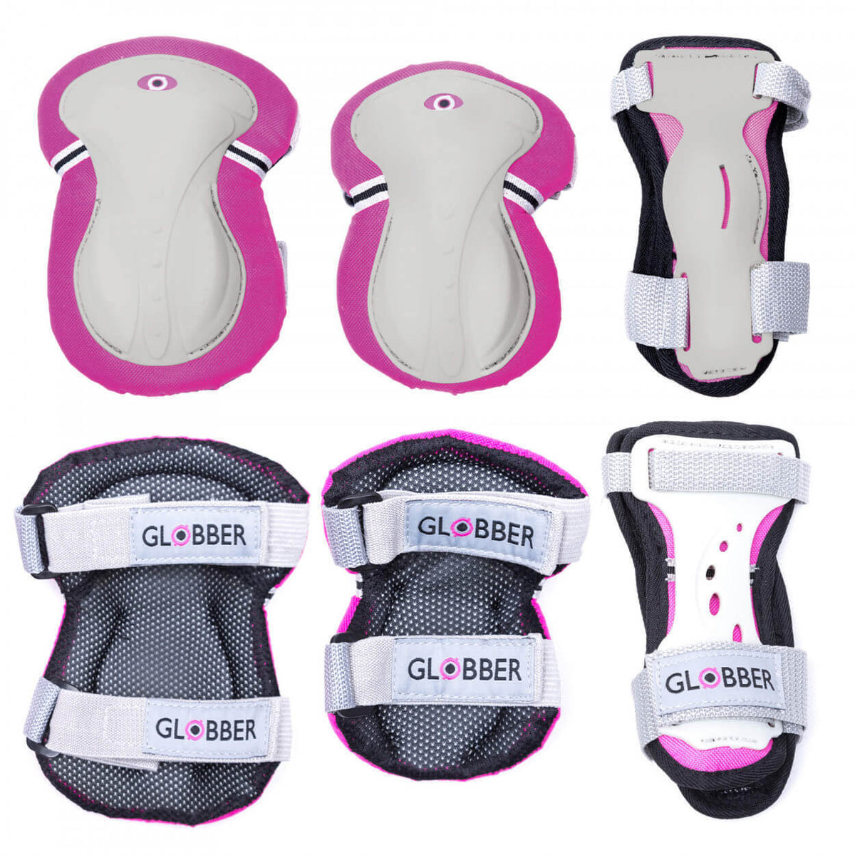 Globber Protective Pad Set Knee, Wrist & Elbow [sz:xs Col:deep Pink]