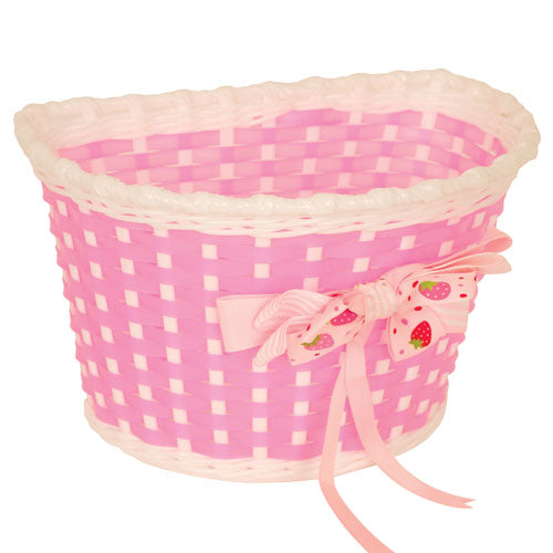 Kids Handlebar Basket Pink With Bow Small