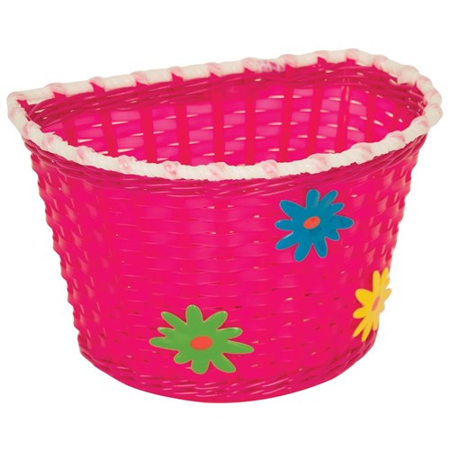 Kids Handlebar Basket Pink Flowers Small
