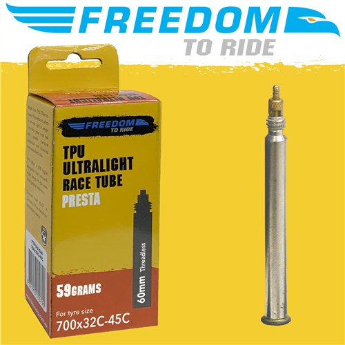 Freedom Tpu Ultralight 59g Green Gravel 700 X 32-45c 60mm Threadless Tube [sz:700 Type:presta]
