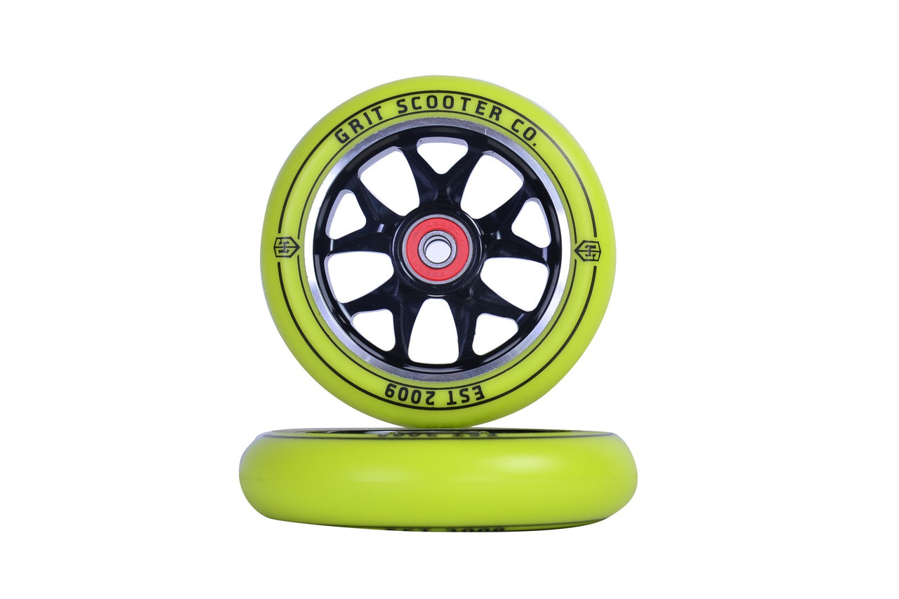 Grit Spoke Scooter Wheels Pair Yellow/black 110mm