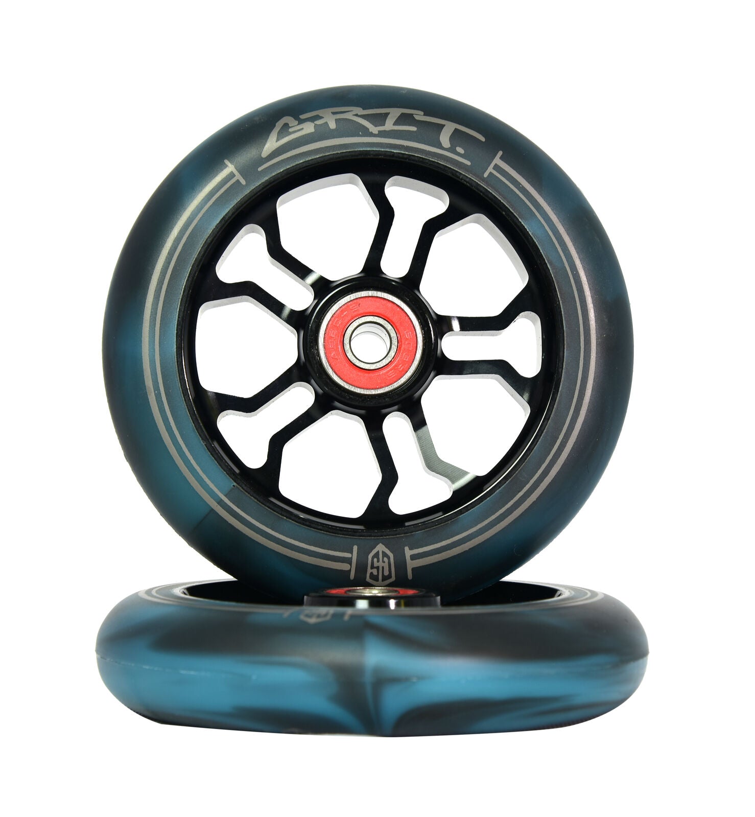 Grit Scooter Wheels 110mm Black/black Teal Swirl (pair) [sz:110mm]
